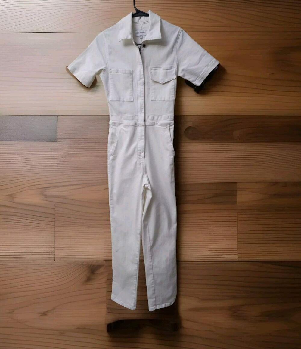 Rivet Utility Women's Front Zip Worker White Jumpsuit NOWT
